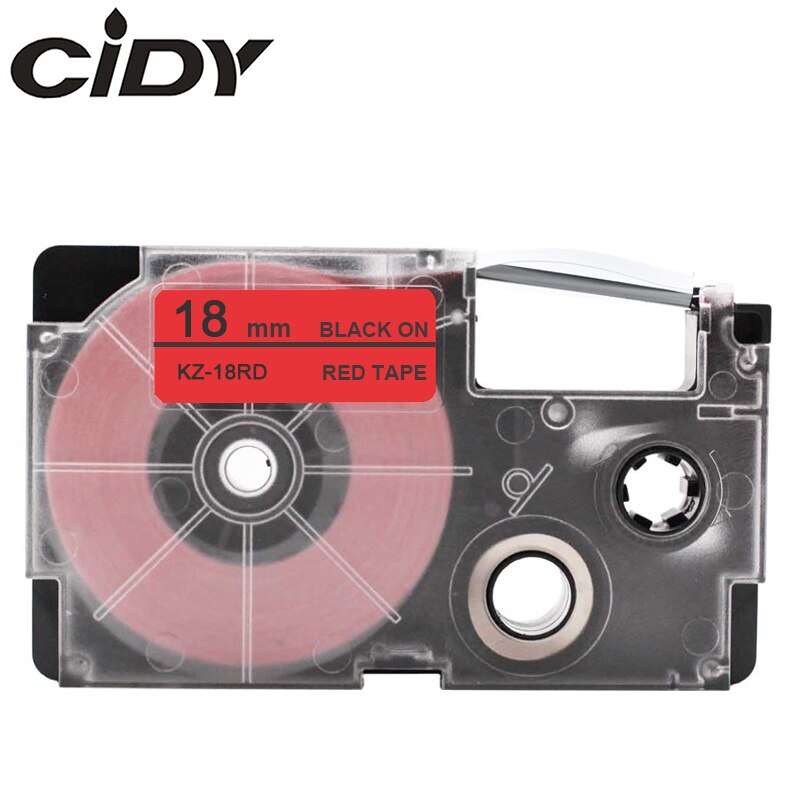 CIDY XR18WE Compatible Label Tape XR-18WE XR 18WE Casio Black on White 18mm label ribbon for KL-60-L KL-120 KL-750 label maker: 18mm black  on red