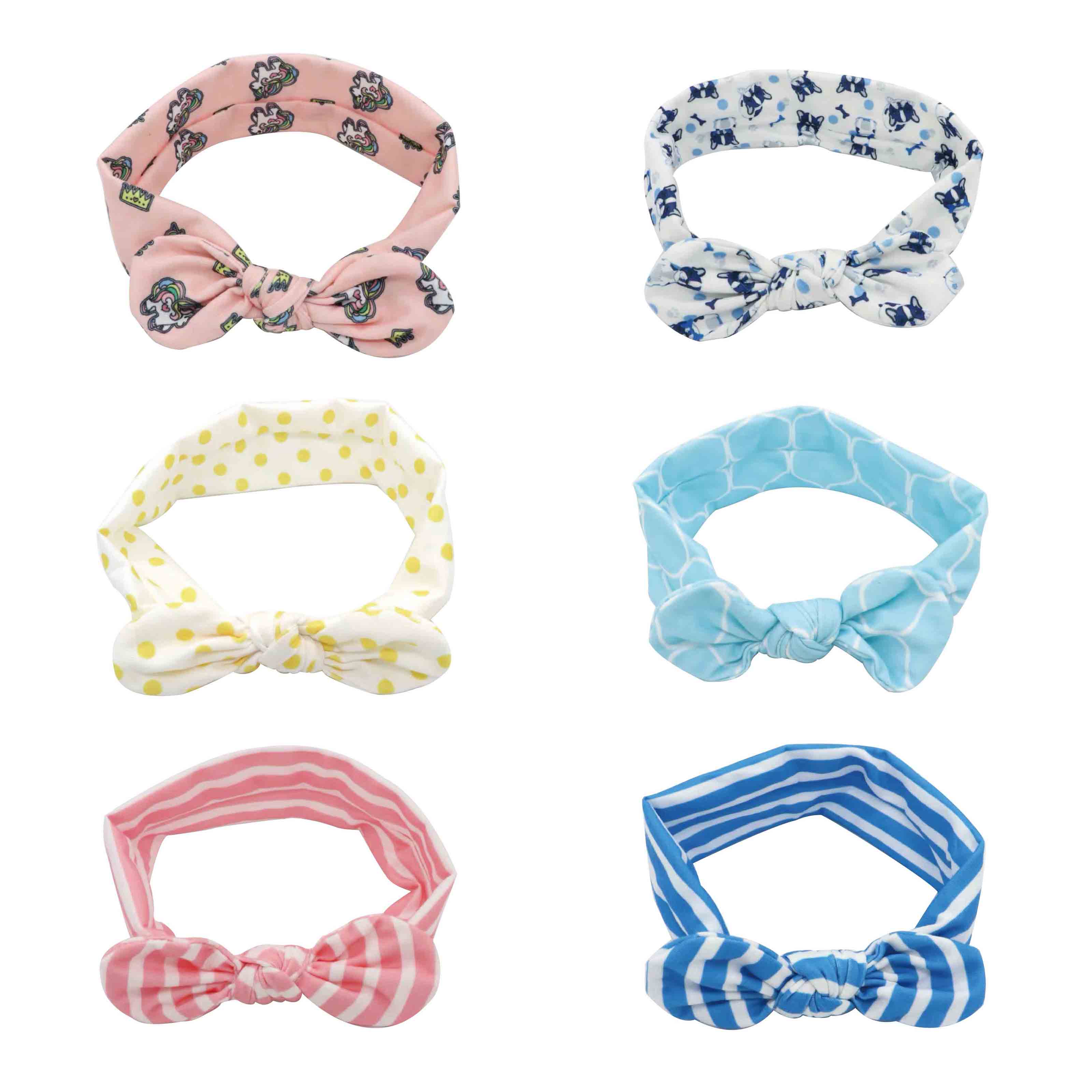 6Pcs Baby Hoofdband Schattige Konijn Oor Neonata Boog Bloem Elastische Bandana Baby Meisjes Hoofdbanden Kinderen Tulband Haar Accessoires Set