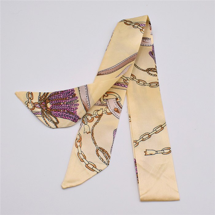 Petit foulard en soie pour femme imprimé poignée sac rubans foulard de tête petits foulards longs et fins: 3