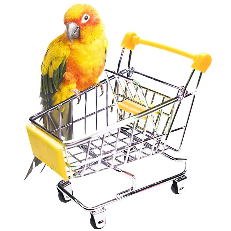 Mini Shopping Cart Alloy Bird Shopping Cart Mini Supermarket Shopping Cart Trolley Pet Bird Parrot Hamster Toy: C