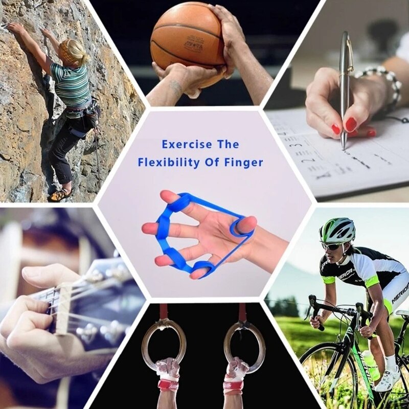 Silicone Doigt Pince Gym Main Poignée Résistance Bande Poignet Civière Élastique Cinq Doigt Expander Force Formateur Exercice