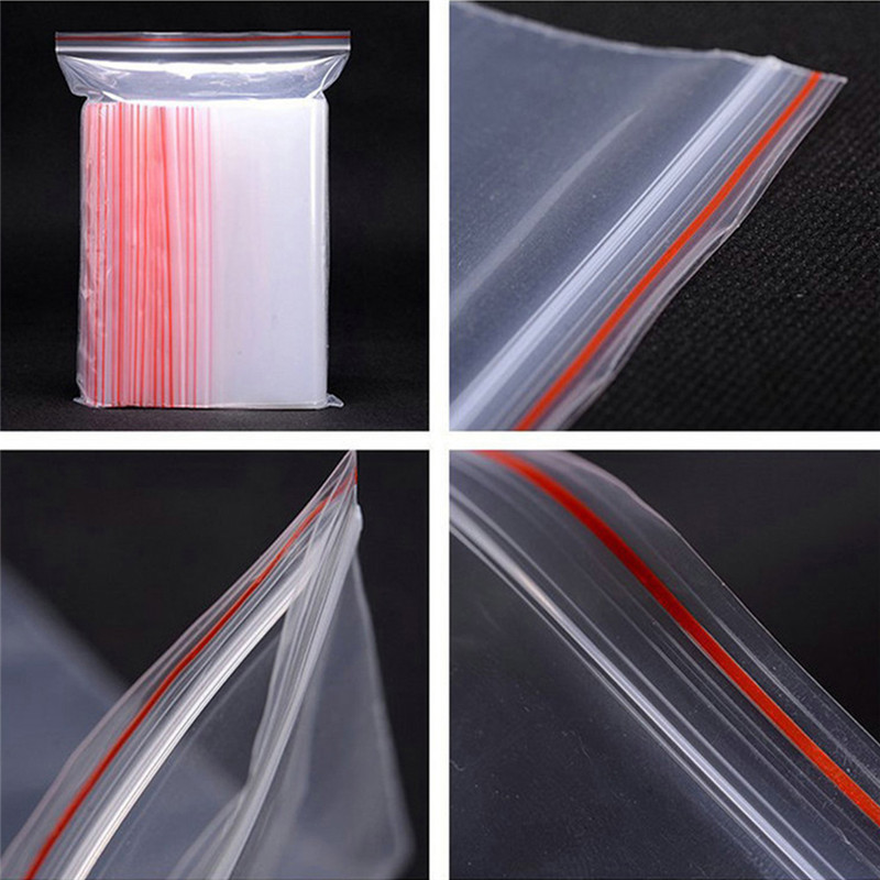 100 st plastpåsar ziplock matförpackning smycken små zip lock-påsar klara fräscha, dammtäta återförslutbara godisförvaring