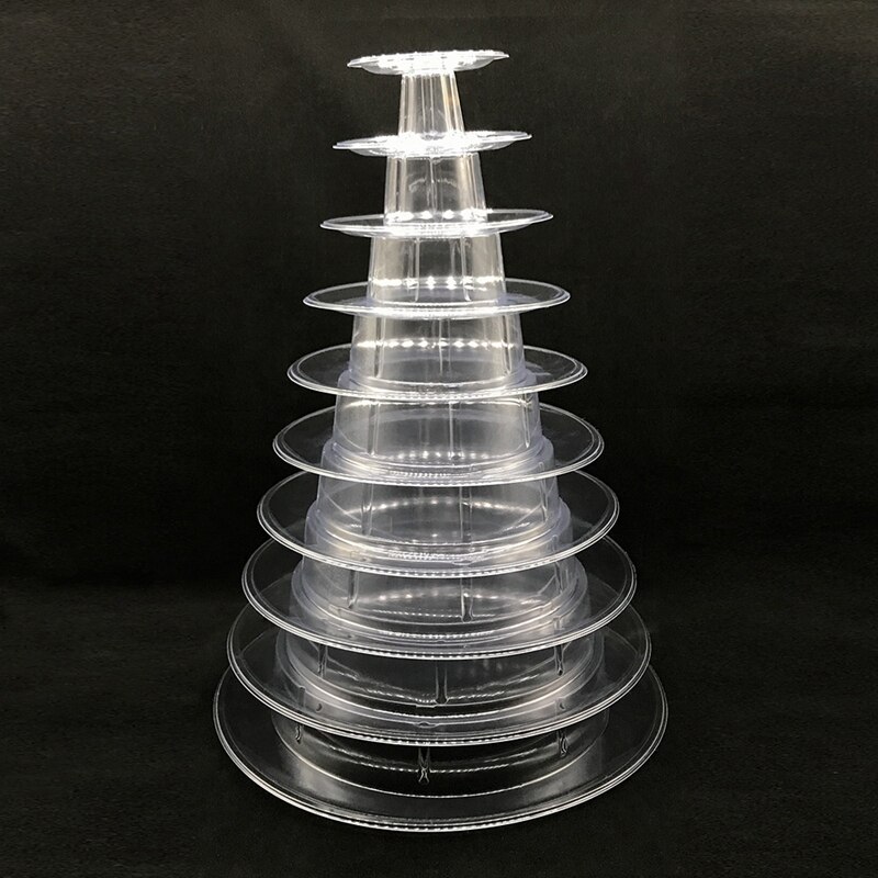 10 niveaux tour Macaron Macaron présentoir rond gâteau support PVC plateau anniversaire mariage présentoir gâteau décoration outils: Default Title