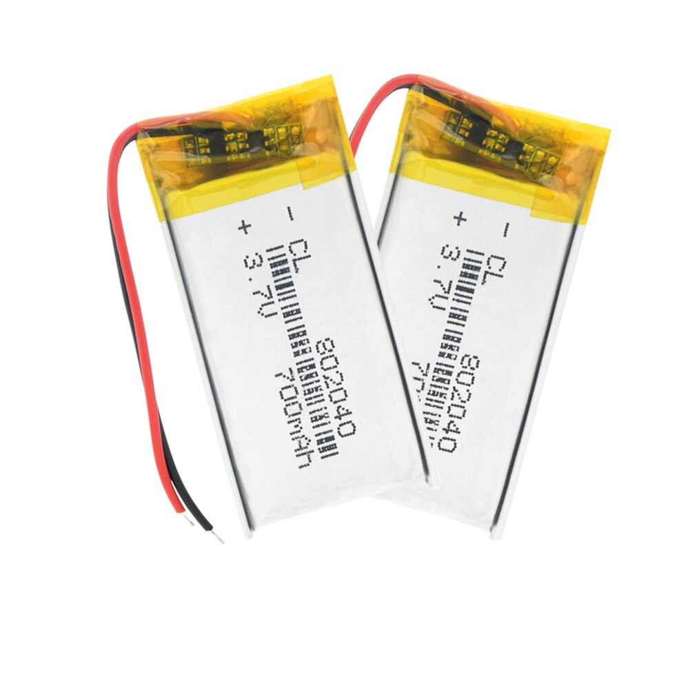 Batería 802040 para teléfono Dvr GPS Mp3 Mp4 Mp5 Altavoz Bluetooth E-Book 3,7 V 700mAh polímero de litio recargable acumulador