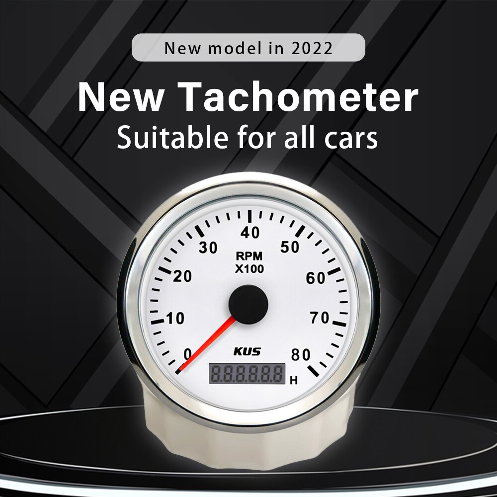 KUS Universal 85mm Auto Tachometer Rev Counter 3000RPM Meter 12V 24V Red/Yellow Backlight