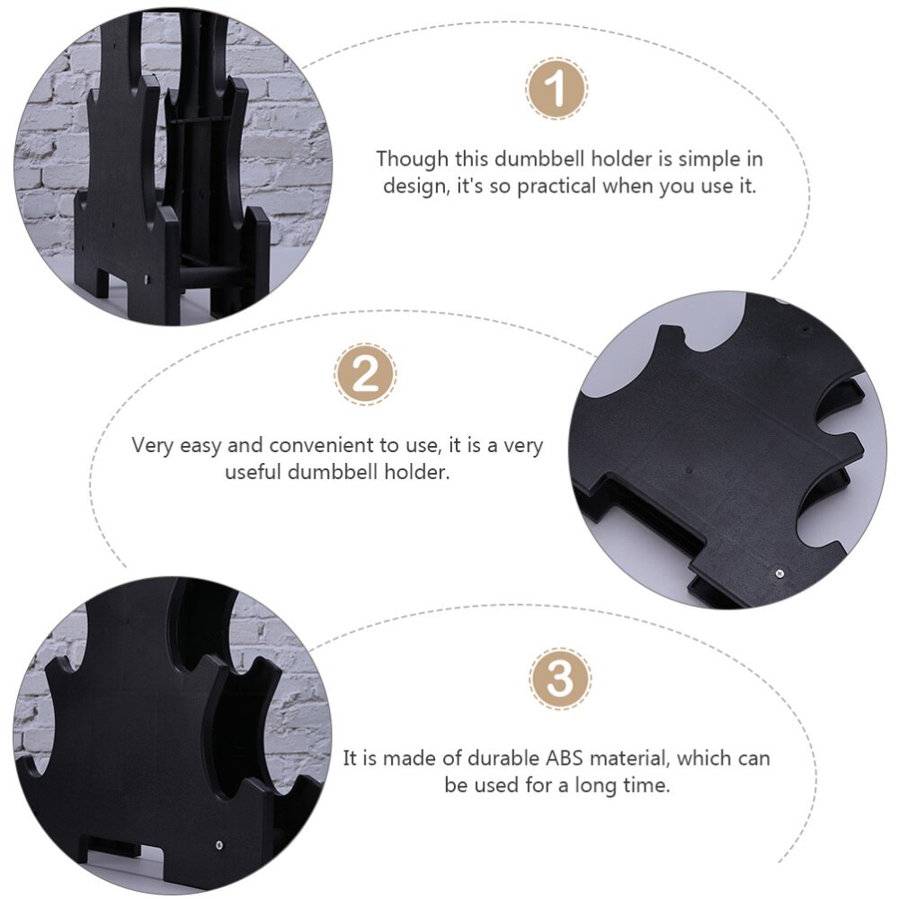2pcs 3-Tier Dumbbell Storage Rack Tree Stand Dumbbell Holder (Black)