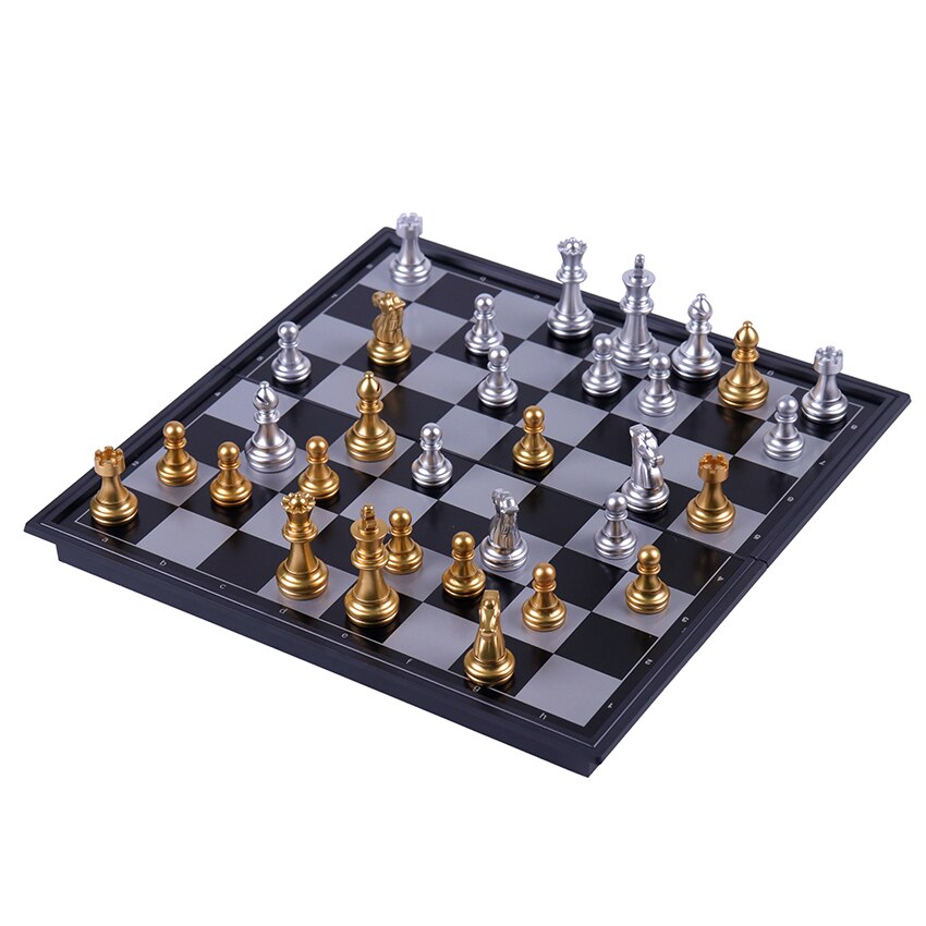 Juego de ajedrez Medieval de , 32 piezas de ajedrez de oro y plata, juego de mesa magnético portátil