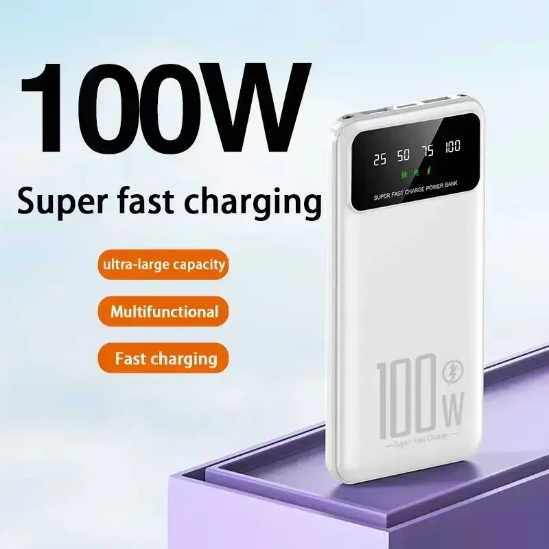 100000 mah powerbank med 100w superhurtig opladning, bærbar ekstern batterioplader