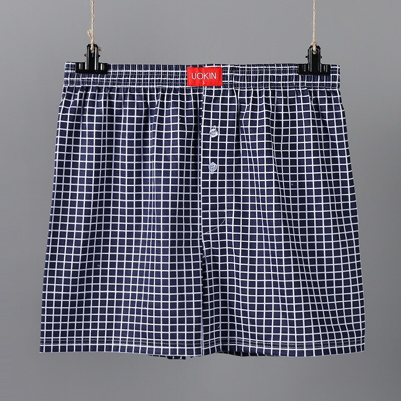 Men Sleep Bottoms Simple Shorts Blue Plaid Summer Male Short Pants Loose Home Wear Pyamas Casual Home Clothes
