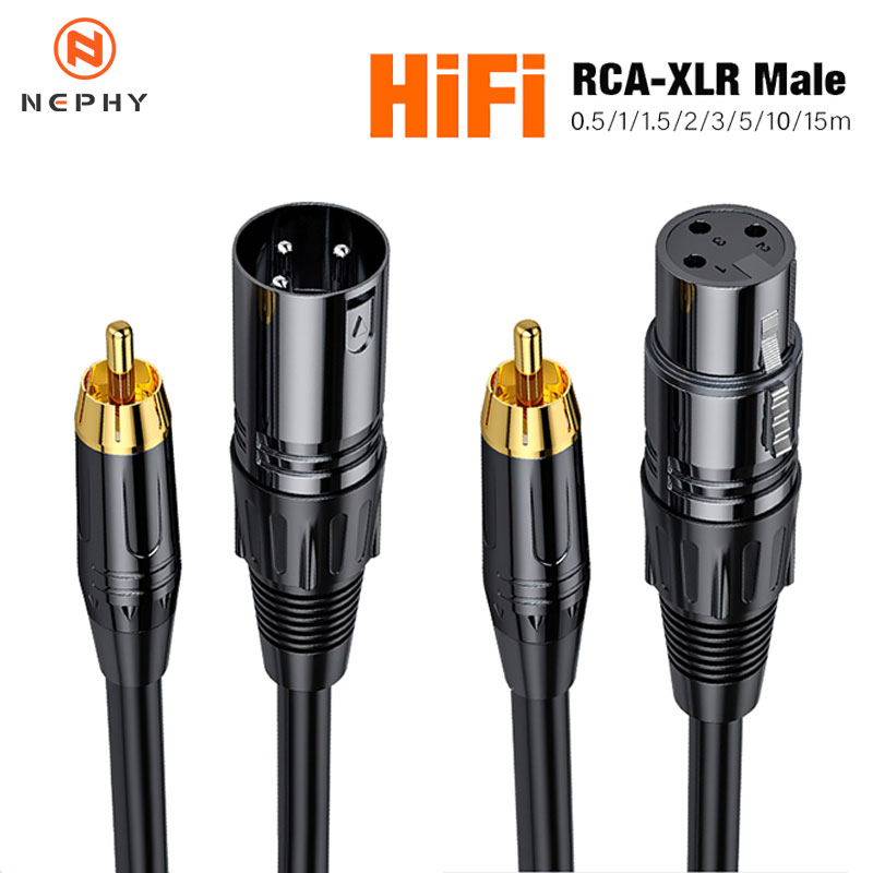 XLR-Stecker auf RCA-Stecker Kabel, XLR zu RCA Unbalanciertes HiFi-Audio OFC-Kabel, für Verstärker, Mischpult, Mikrofon, Längen 3m, 5m, 10m, 15m