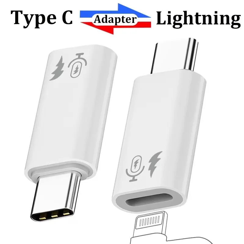 Adaptador OTG tipo C a convertidor Lightning para Apple 16 15, adaptador de transferencia de datos de micrófono Android portátil con cerradura, 2/1 Uds.
