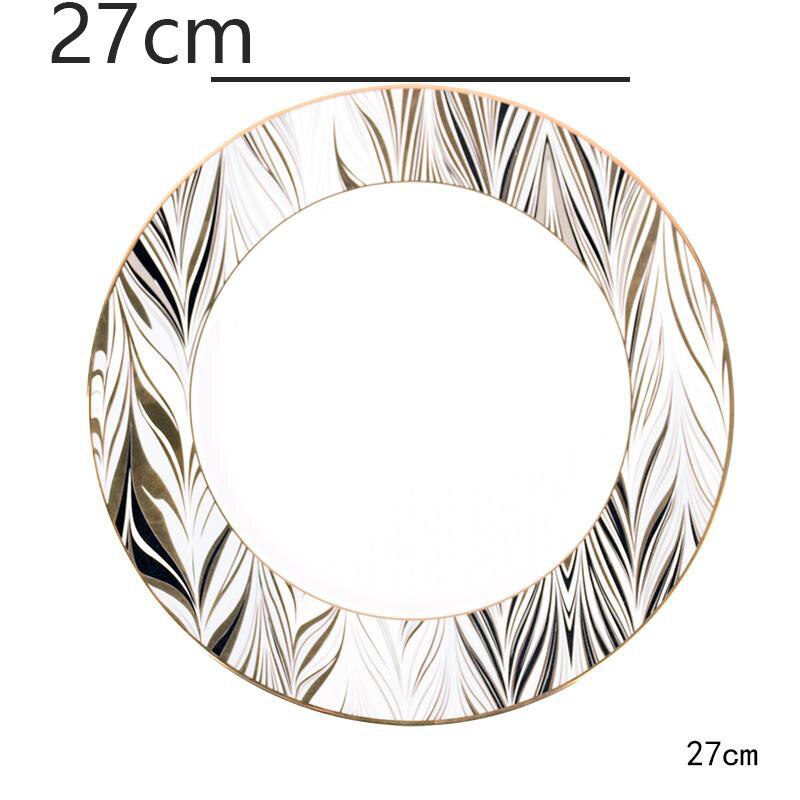Luxury Gold Line Ceramic Dinner Plate Geometric Dinnerware Set For Wedding Banquet Round Dishes and Plates Kitchen Supplies