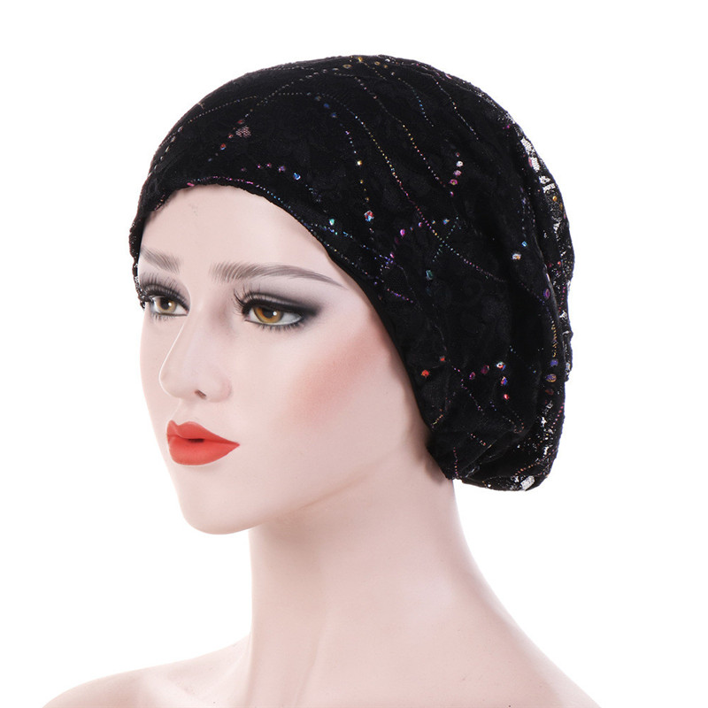 Turbante de encaje fino para mujer, gorros musulmanes de algodón sólido para hijab, turbantes para mujer, turbante árabe para mujer, hijab femenino
