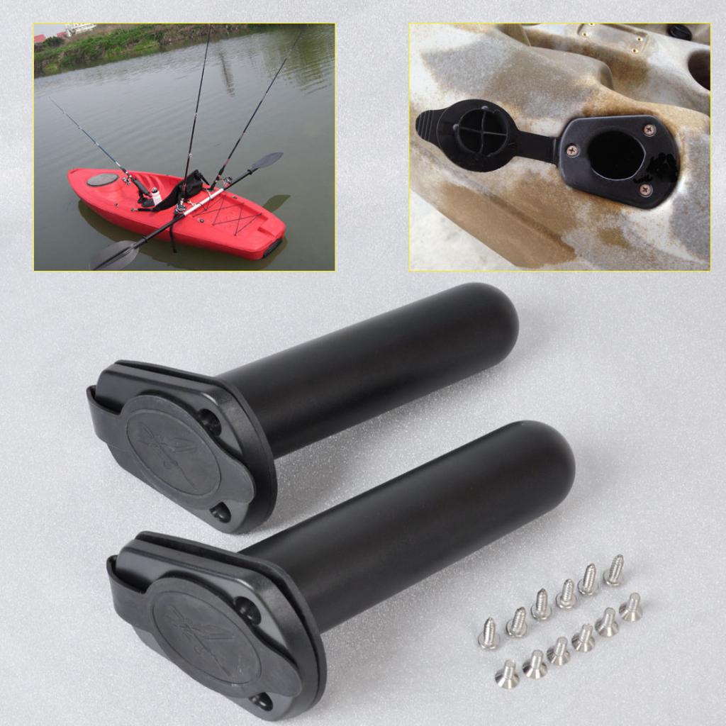 2pcs Marine Sea Boat Flush Mount Fishing Rod Holder with Cap Cover Gasket for Kayak Canoe Boats Fishing Tackle Box Accessory