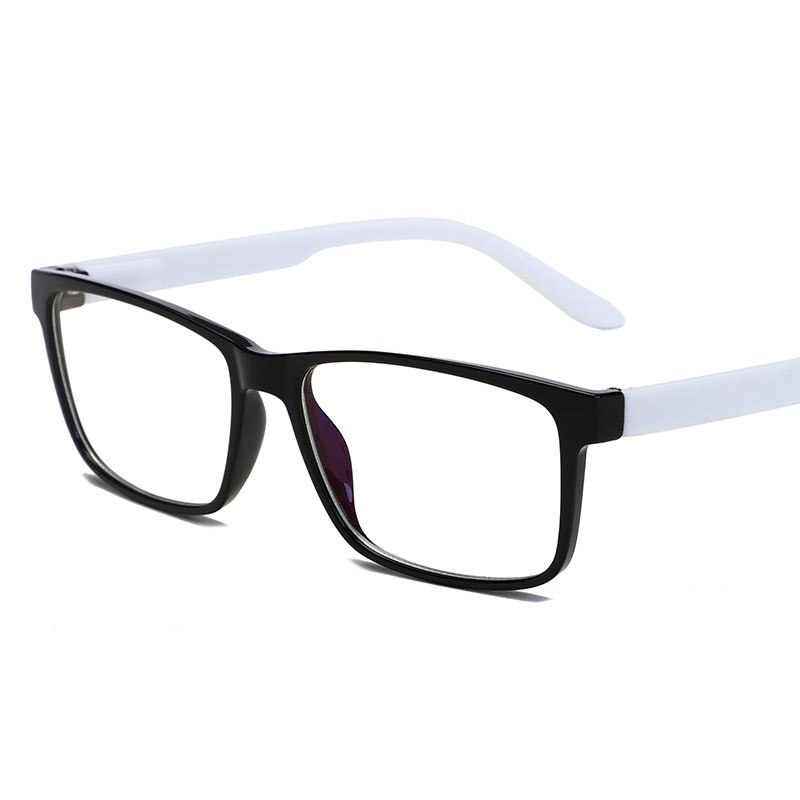 Blue Light Blocking Computer Glasses Square Eyeglasses Frame Anti Eye Strain Headache Computer Glasses UV400 Negative Oxygen Ion: black white