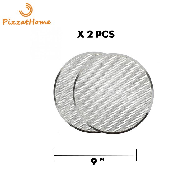 PizzAtHome 6 to 22 inch Pizza Stone Seamless Aluminum Mesh Pizza Pan Baking Screen Round Pizza Tool Oven Accessories Bake Ware: 9 inch x 2Pcs