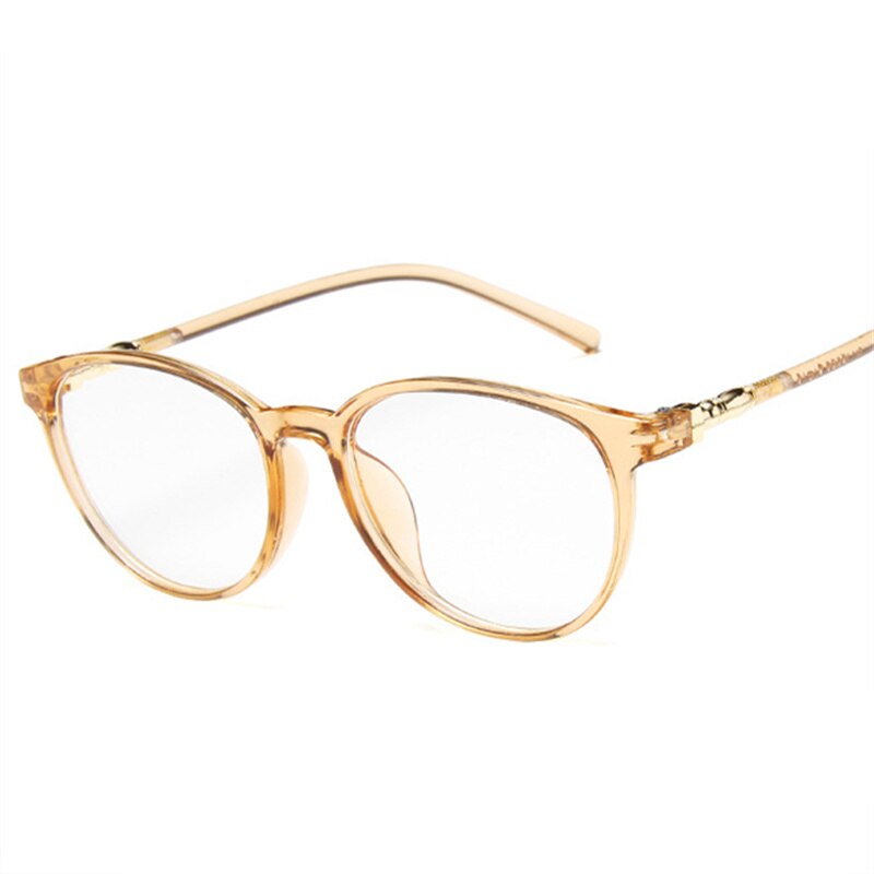 Oval Oversized Men Women Glasses Frame Transparent Optical Vintage Spectacle Round PC Retro Over Sized Myopic Frames: Tea
