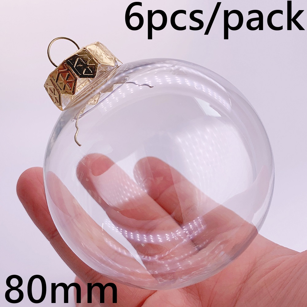 6 Stuks X Diy Shatterproof Transparant Huis Kerstversiering Kerstbal Ornament 115*60Mm Plastic Diamant