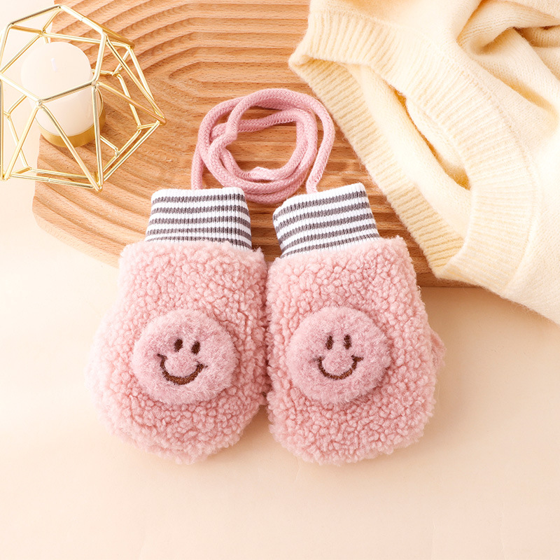 Warmom Karikatur Baby Fäustlinge Winter Warme freundlicher Baby Mädchen Handschuhe Acryl freundlicher Kleinkind Handschuh Handschoen Winter Handschuhe freundlicher 1-3Y: C Rosa