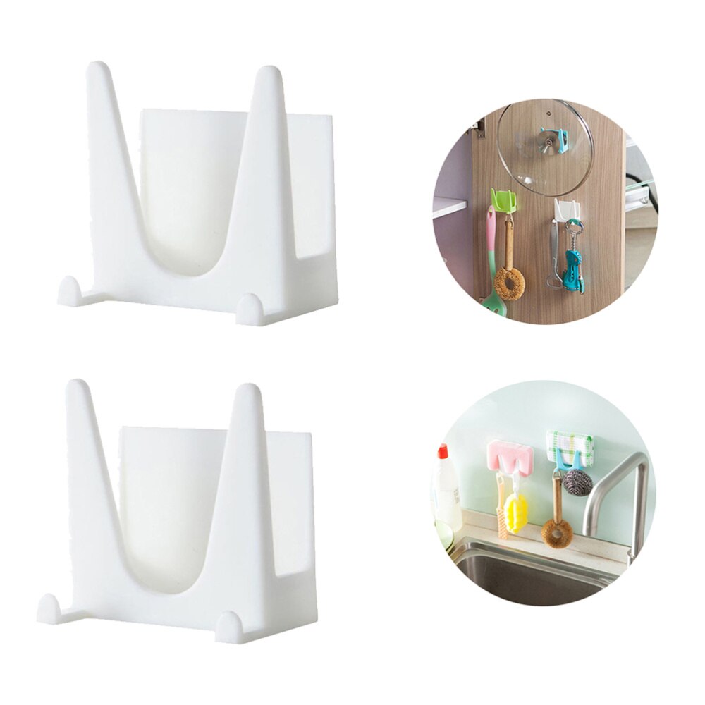 Soporte para tapas de ollas montado en la pared, soporte de tapa de olla, organizador de herramientas de cocina, estante de almacenamiento (azul), 2 uds.: White