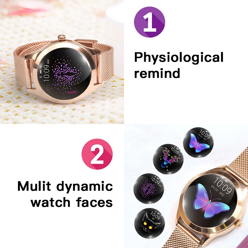 IP68 étanche montre intelligente femmes surveillance du sommeil moniteur de fréquence cardiaque lonvement Smartwatch KW10 Bracelet pour Android IOS