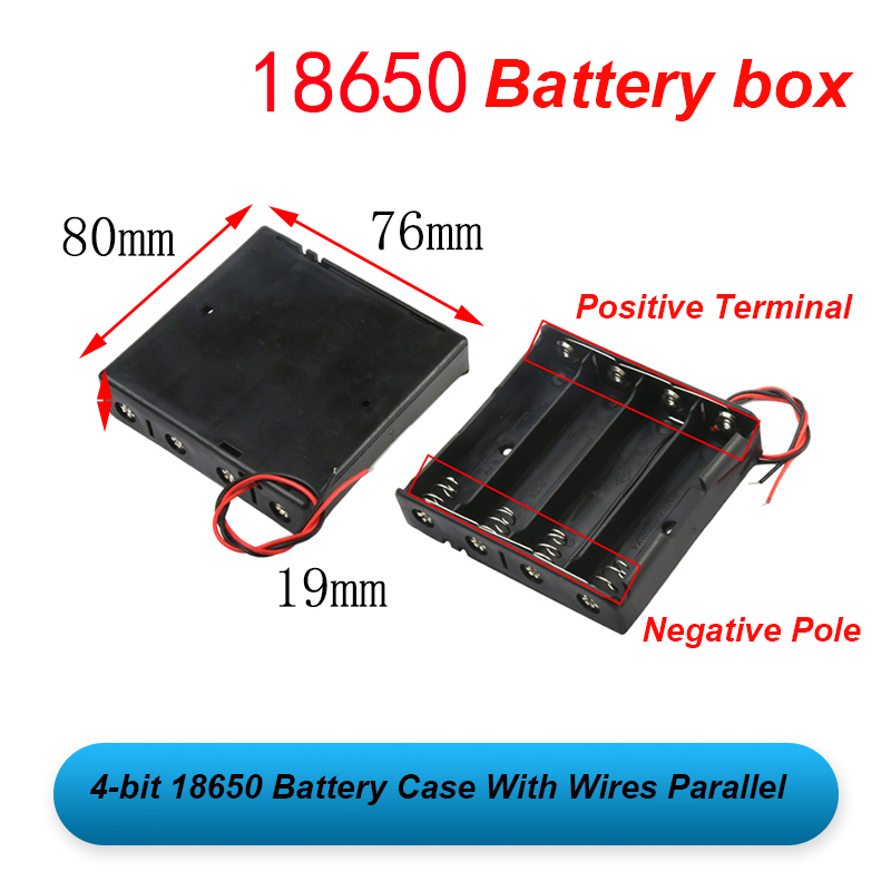 4-slots 18650 batterijhouder met draden Parallel 4 x 3,7 V lithiumbatterij opbergdoos Plastic compartiment Oplaadstandaard