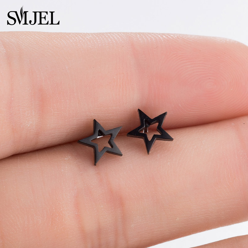 Nuevos pendientes de tuerca de estrella hueca de acero inoxidable para mujer, joyería de de cumpleaños Celestial para el día a día, adolescente y madre