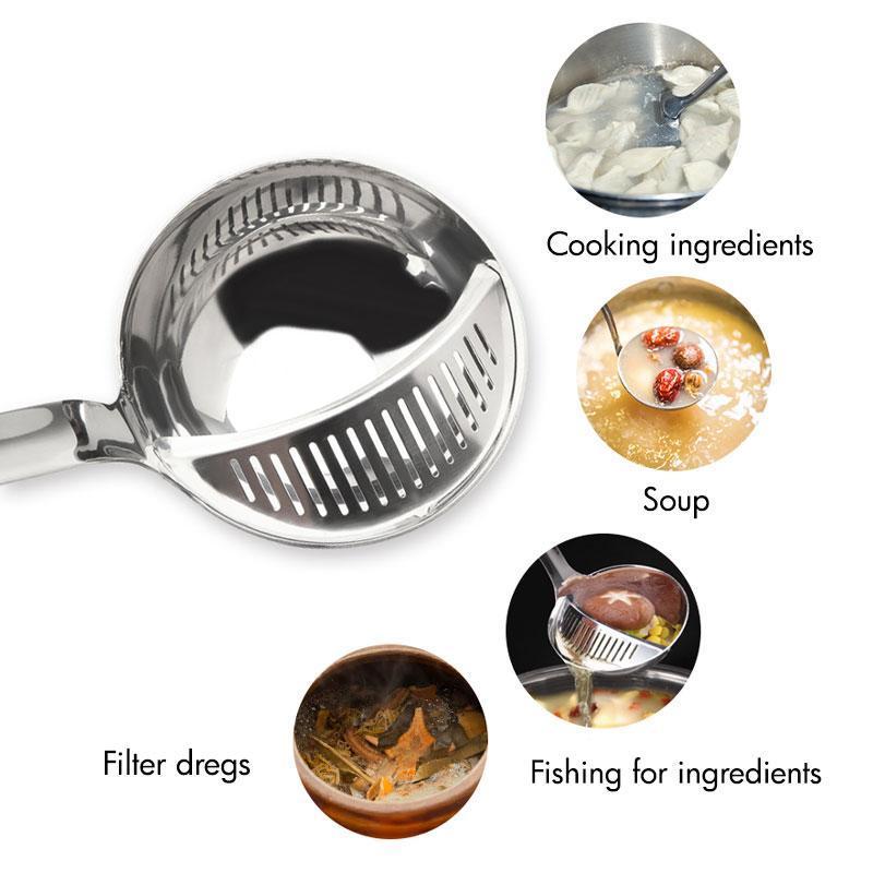 Dual Purpose Spoon Stainless 2 In 1 Stainless Steel Soup Spoon Colander Colander Lid Can Be Split Pot Spoon Cooking Spoon
