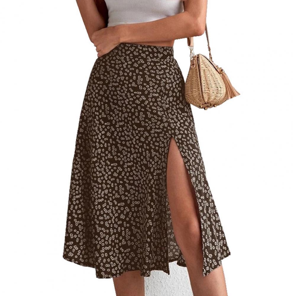 Plus Size Women Elastic Waist Loose Plaid Green Skirt M-2XL