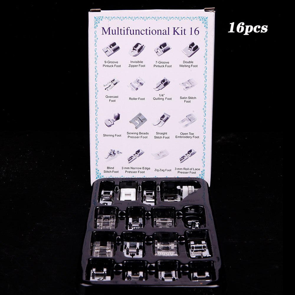 16/32/35/42/45/52/62 Brother Singer Janome Darning Sewing Machine Presser Foot Feet Domestic Braiding Blind Stitch Accessories: Press foot 16pcs