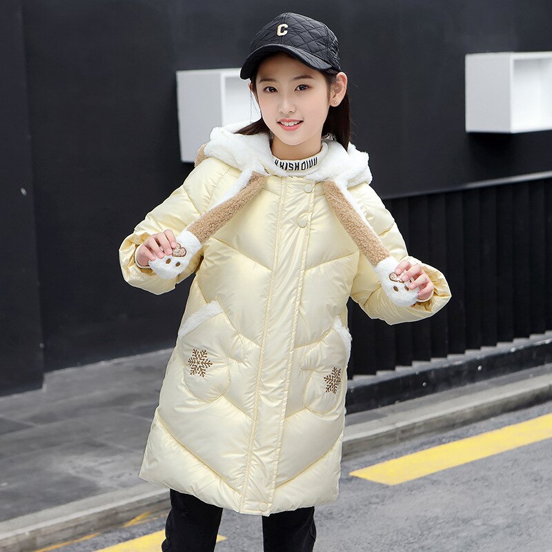 Chaqueta acolchada de algodón con dibujos animados para niñas, abrigo pesado de para adolescentes, prendas de vestir con capucha, 5, 6, 7, 8, 9, 10, 11, 12 Y 13 años, Invierno: color 1 / 4