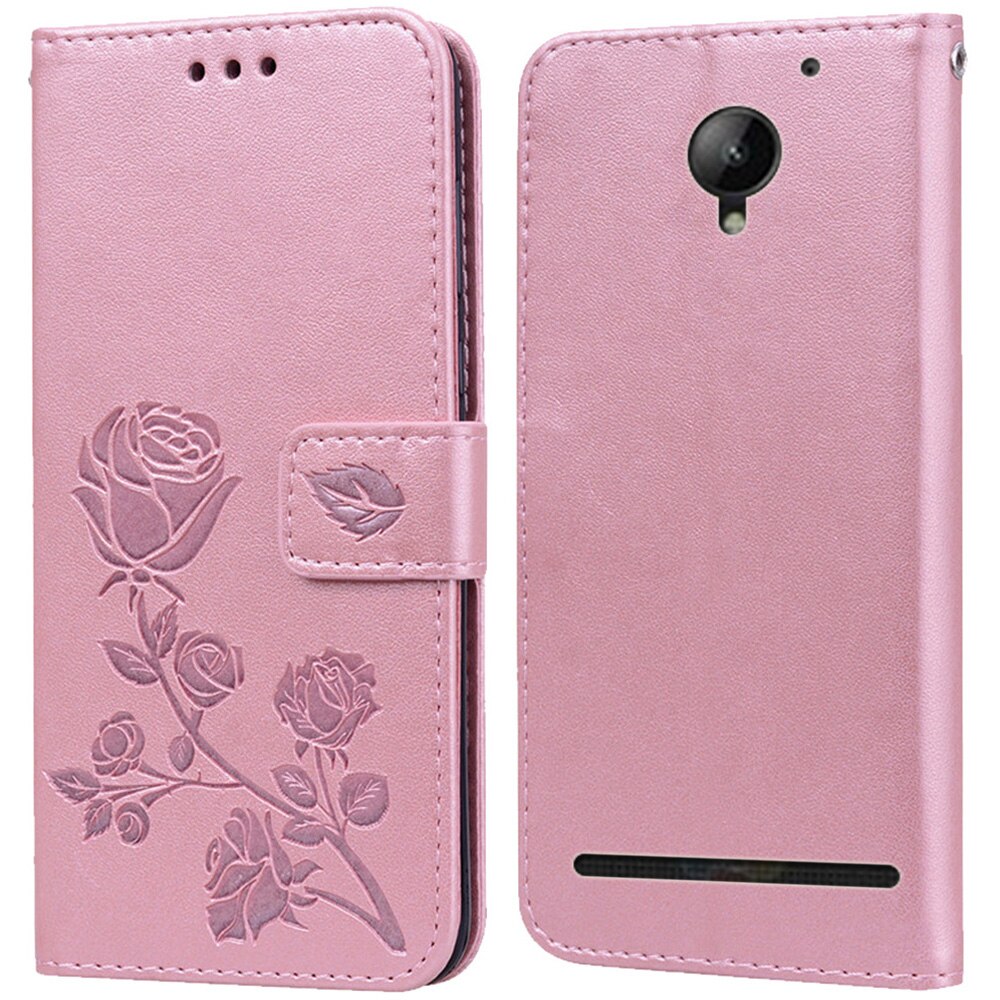 Étui à rabat en cuir de luxe pour Lenovo Vibe C2 / C2 Power K10A40, portefeuille à fleurs roses, support, housse de téléphone