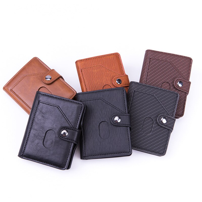 Pitébo – boîte à cartes en cuir NFC en fibre de carbone, brosse antivol, pack de cartes pour hommes et femmes, bouclier de grande capacité RFID pop-up automatique