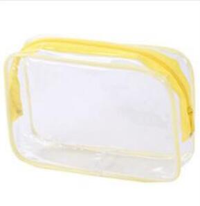 eTya Women Clear PVC Luggage Organizer Packing Waterproof Clothes Cosmetic Makeup Bag Toiletry Wash Case Travel Accessories: YELLOW / S