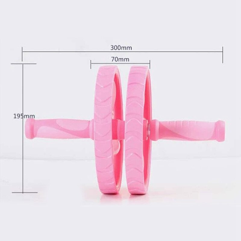 Roue abdominale rose, matériau en caoutchouc anti-dérapant, doubles rouleaux muets solides, équipement de Fitness de sport à domicile