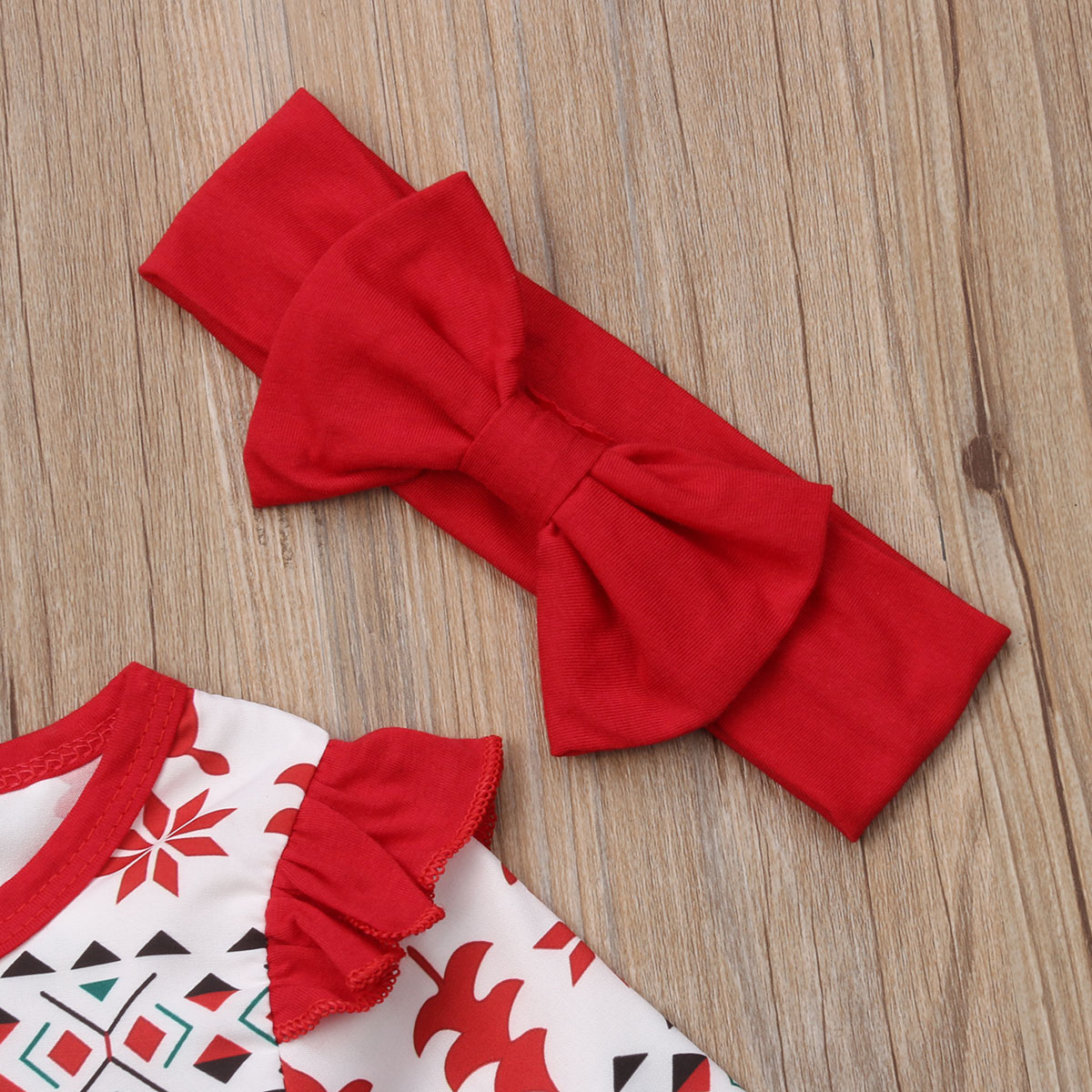 Pudcoco Baby Flicka Julklänning Prinsessa Set 2ST Volang Långärmad Tecknad Rådjur Tomte Klänning+Hårband