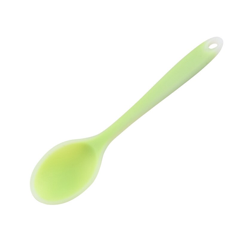 Large Silicone Spoon Home Use Long Handle Spoon High Grade Mixing Ladle Cooking Kitchen Soup Spoons Tableware Kitchen Dining Bar: Transparent Green