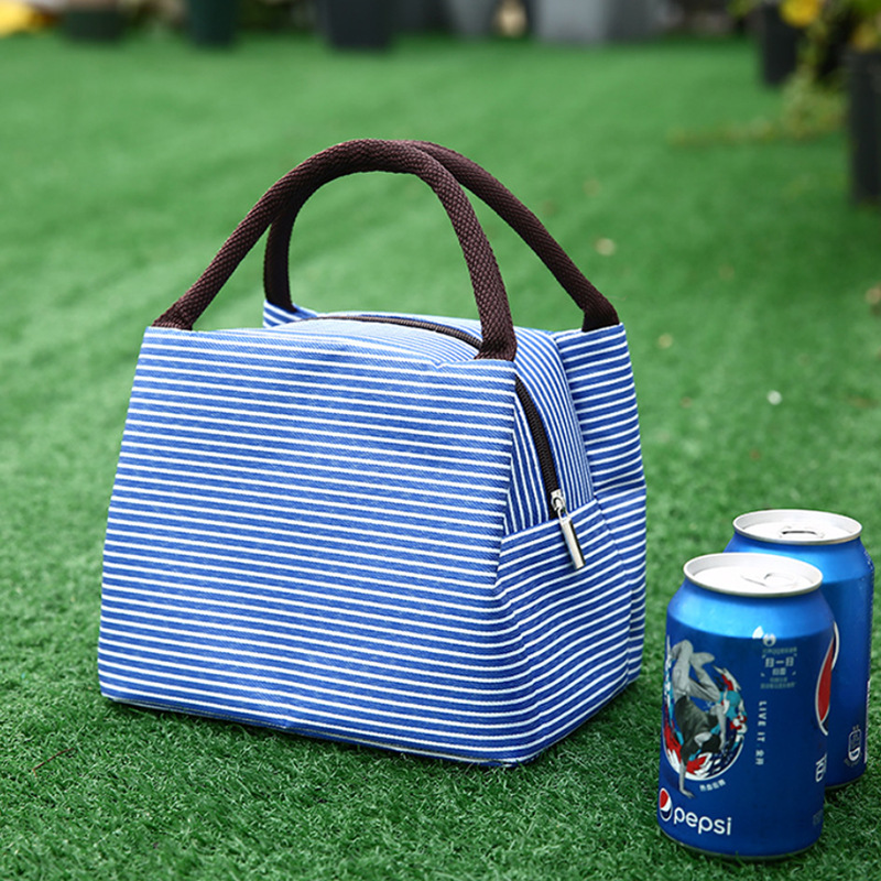Stripe Women's Kids Lunch Bags Waterproof Insulated Picnic Foods Storage Container Handbag Thermal Lunch Box Cooler Bags