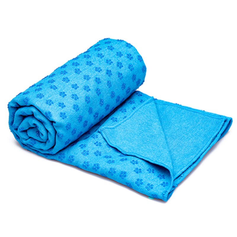 Skridsikker bomuld yogamåtte håndklædebeklædning anti-slip mikrofiber blomme prik harpiks yogamåtte pilates gymnastikmåtter: Blå