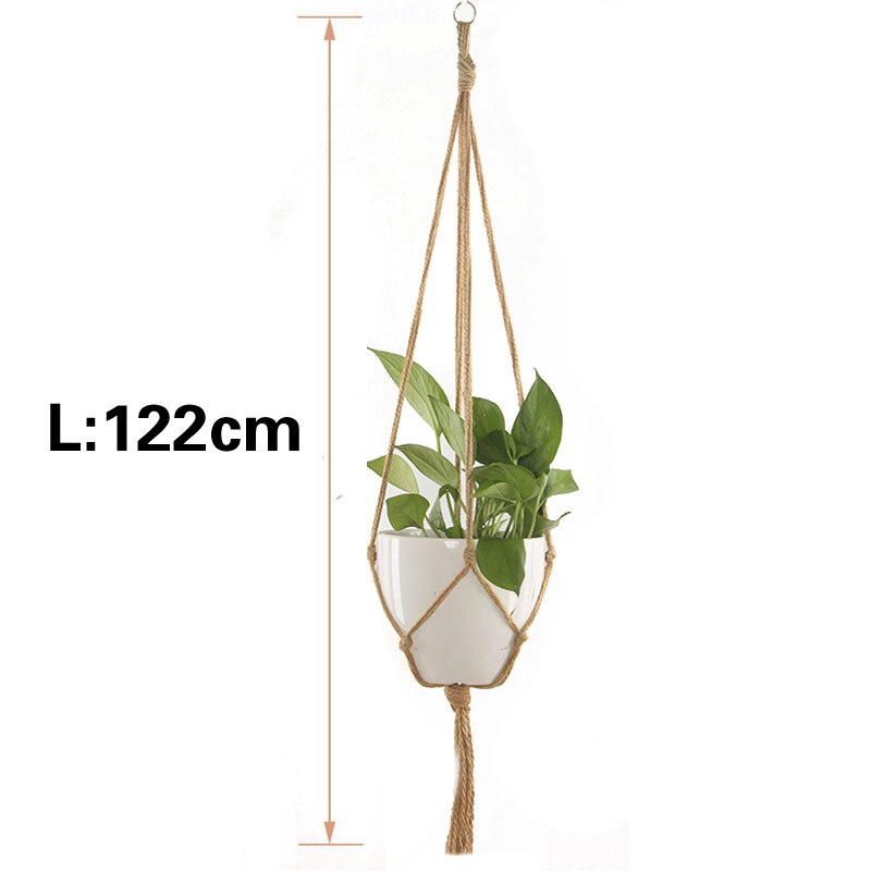 Macramé panier suspendu pour plantes | Panier à corde à lin, sac à filet pour jardinière, décoration de mariage, panier suspendu à corde de Jute, porte-Pot: 122cm