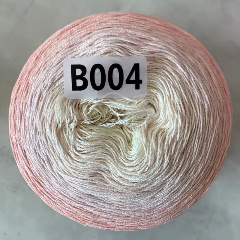 Ovillo de algodón y lino para Tartas, hilo degradado 8 # de encaje Macaron, línea de gelatina de 4 hebras, sección larga teñida, chal de ganchillo, TJ20263, 300G por bola