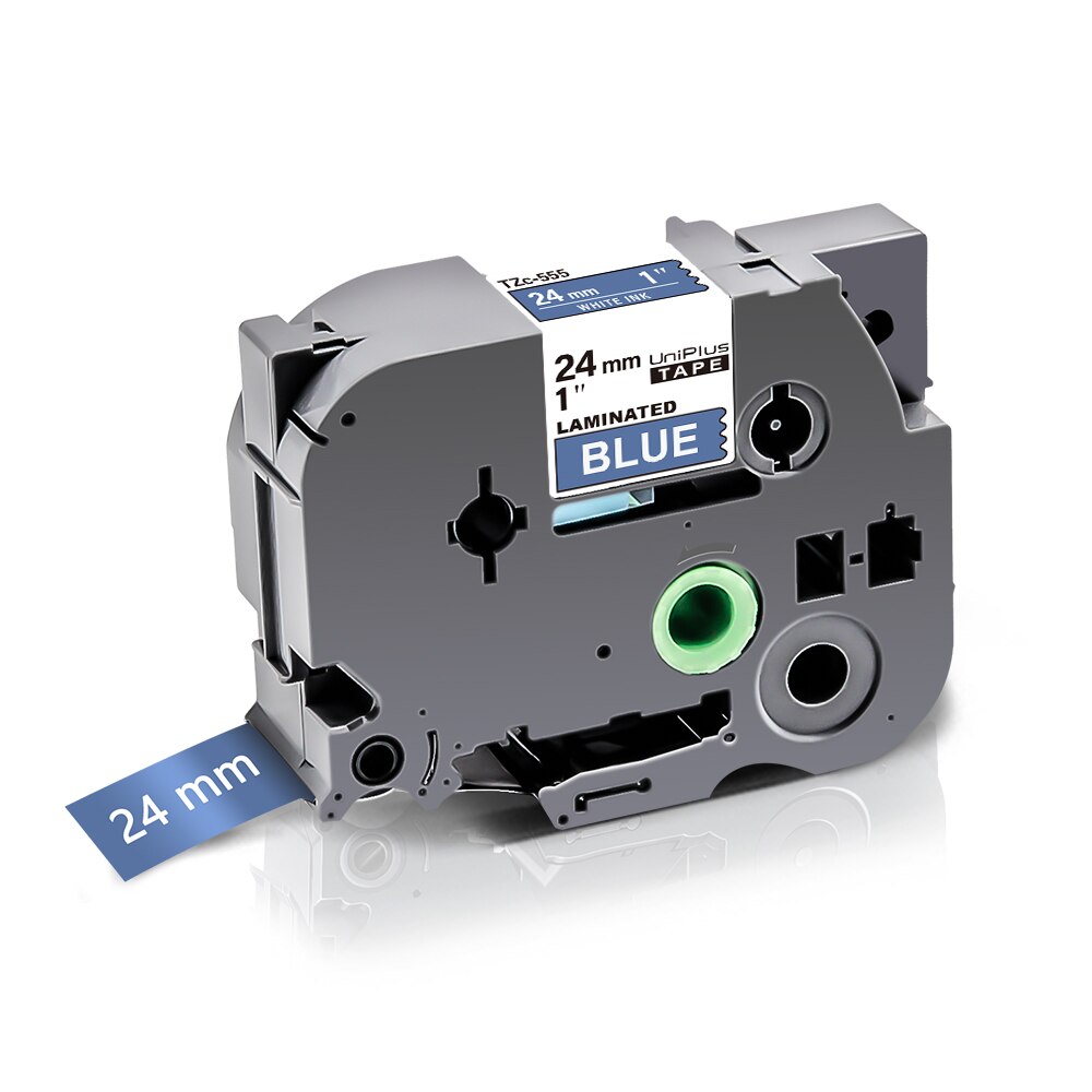 UniPlus 20 Colors 24mm Label Tape 251 Compatible Label Maker Black on White Printer Ribbon Sticky: White on Blue