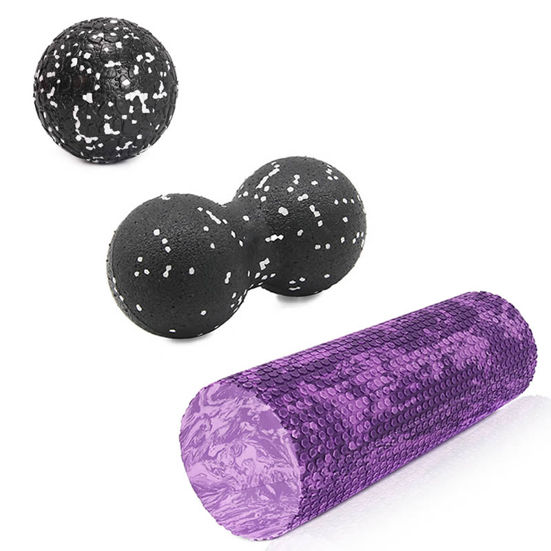 Juego de Pelota de cacahuete con rodillo de espuma para Yoga para mujer, pelota de masaje de cacahuetes para Terapia de ejercicio de relajación para gimnasio y deportes para hombre