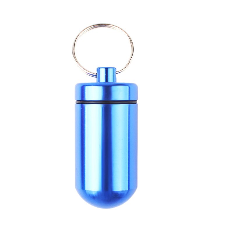 1Pc Aluminium Rvs Fles Geneeskunde Waterdichte Pillendoosje Leuke Houder Case Geneeskunde Fles Houder Container Sleutelhanger
