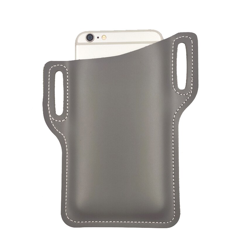 Protection Case Bag for Phones Handmade Leather Waist Belt Loop Mobile Phone Holster GK99: Dark Grey