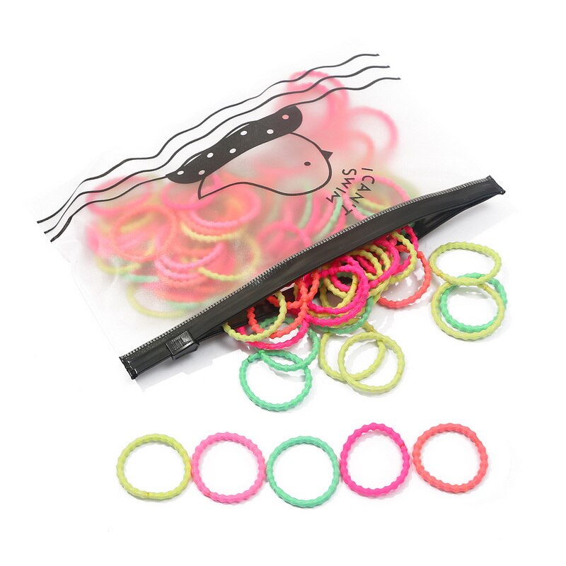 100 pièces/sac fille cheveux anneaux cheveux accessoires queue de cheval en caoutchouc cheveux corde haute élastique cheveux corde Braider tête corde pour les filles