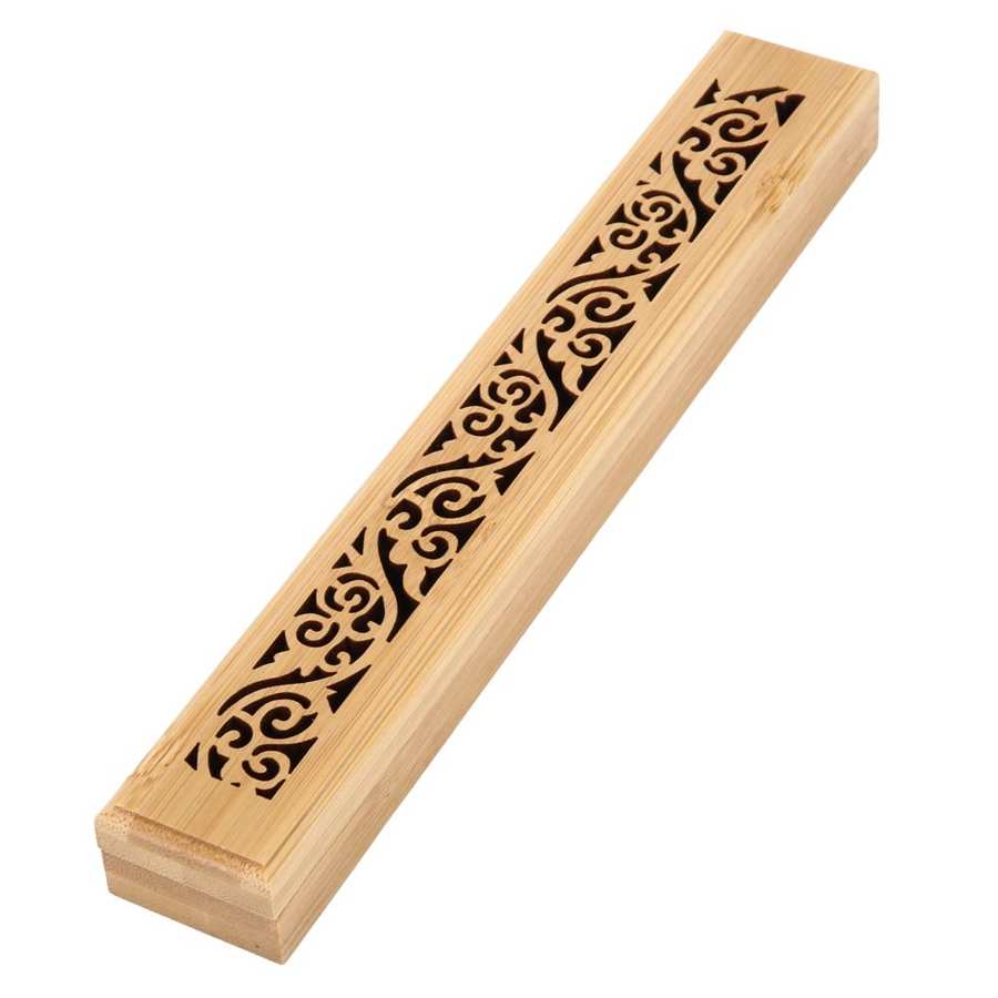 Hollow Pattern Bamboo Incense Burner Box Holder Ornaments for Home Office Teahouse