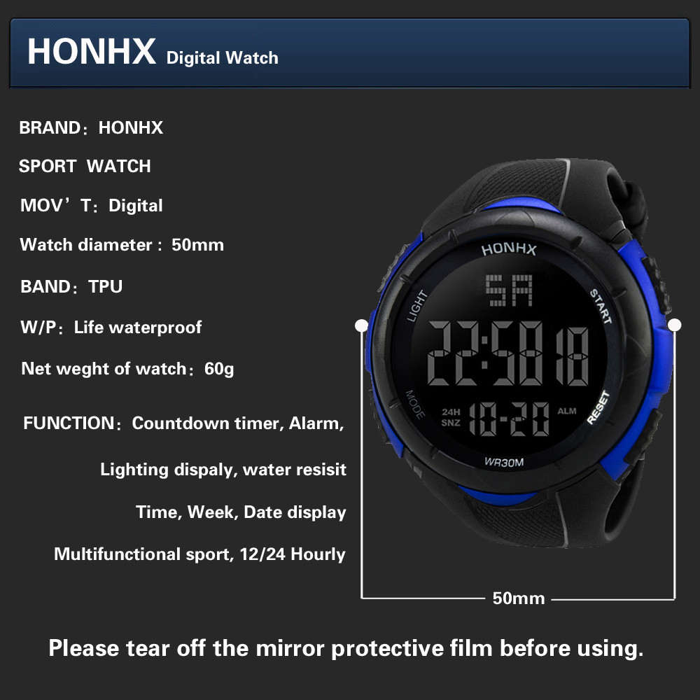 numérique montre-bracelet hommes relog numérique LED chronomètre Date Sport extérieur électronique montres montre digitale homme 533 #2