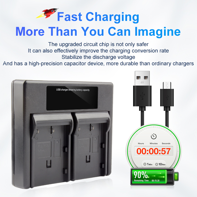 NP-400 NP400 Battery LCD USB Dual Charger for Pentax K10D K20D, Konica Minolta DiMAGE A1, A2, Dynax 5D, 7D, Maxxum 5D, 7,D-LI50