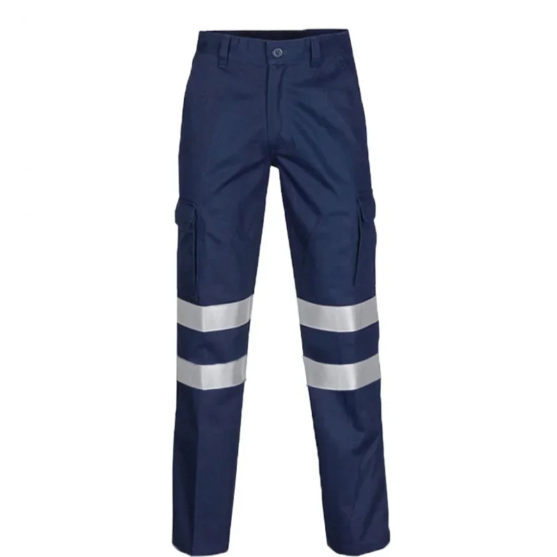 Pantalon de travail de Construction en tissu 100% coton pour hommes, avec bandes réfléchissantes, avec bande réfléchissante, vêtements de travail haute visibilité: L / Beige